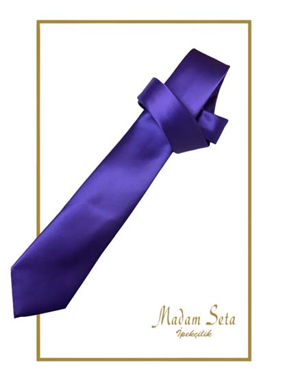 Düz Renk İpek Kravat Mor